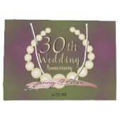 30e bruiloft Jubileum Pearls op Plum Moss Lrg. Groot Cadeauzakje (Achterkant)