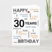 30e carte d'anniversaire