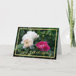 30e dag Amy Cream Pink Roses Elegant Gold Lijst Kaart