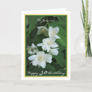 30e dag Jasmine Flowers Name Modern Golden Lijst Kaart