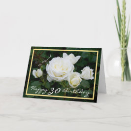 30e dag Mariah White Roses Elegant Golden Lijst Kaart