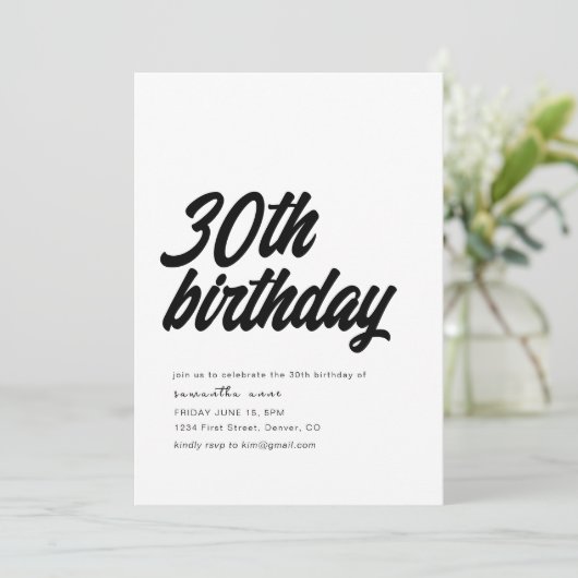 30e Dertig Verjaardagsfeest Uitnodiging (Staand voorkant)
