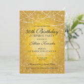 30e Enterprise Party Gold Bokeh String Lights Kaart (Staand voorkant)