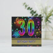 30e fête d'anniversaire Invitation avec bulles (Debout devant)