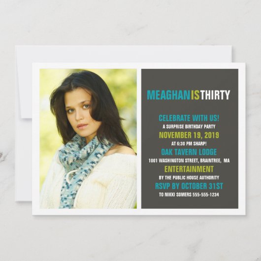 30e foto verjaardag uitnodiging (Voorkant)