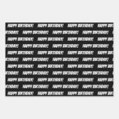 30e Gelukkige Verjaardag Custom Naam Zwart Wit Inpakpapier Vel (Voorkant 3)