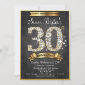 30e Gold Diamond Chalkboard Invitation d'anniversa (Devant)