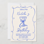 30e Hand Getrokken Blauwe Bog Martini Doddle Verja Kaart (Voorkant)