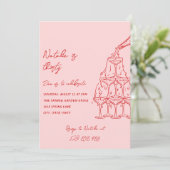 30e Hand Getrokken Champagne Toren Foto Verjaardag Kaart (Staand voorkant)