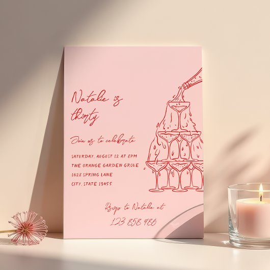 30e handgetekende champagnetoren 30 jaar kaart