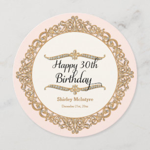 30e Happy Birthday Party Celebration Round Invite Kaart