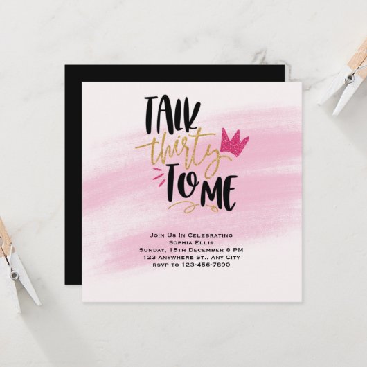 30e Invitation d'anniversaire, Parlez trente à moi (Devant/Arrière en situation)