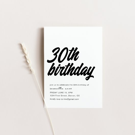 30e Invitation de fête d'anniversaire