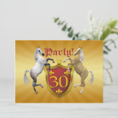 30e invitation de fête d'anniversaire avec blason (Debout devant)