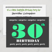 30e Invitation de la fête d'anniversaire SURPRISE (Devant / Derrière)