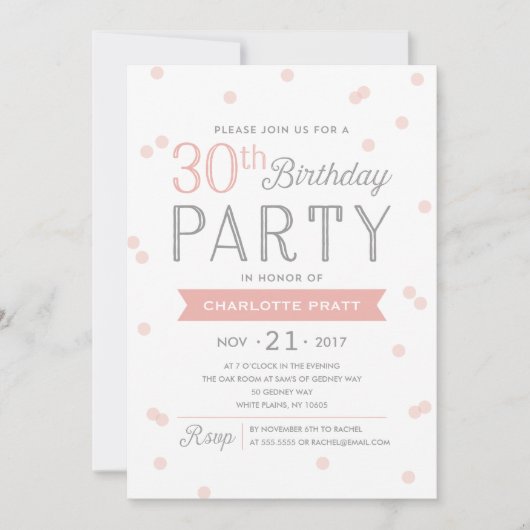 30e Invitation du Confetti Party | Anniversaire (Devant)