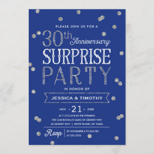 30e Jubileum Glitter Confetti Surprise Party Kaart