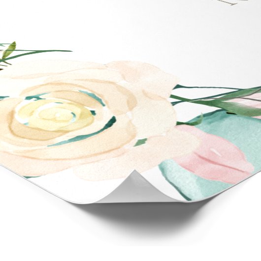 30e Jubileum Hartschrift Bloemen Welkomstbord Poster (Hoek)