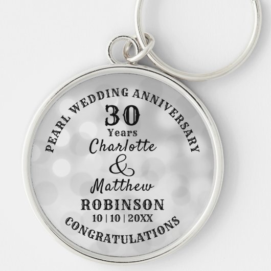 30e Jubileum Pearl Wedding Gift Personalized Sleutelhanger (Voorkant)
