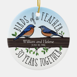 30e Jubileum van de bruiloft, Blauwvogels van een Keramisch Ornament
