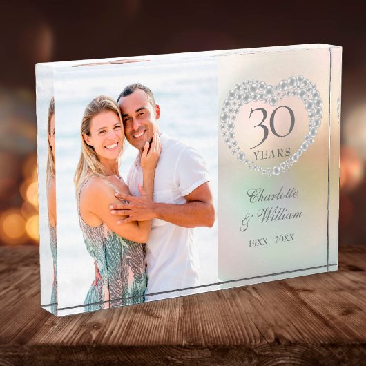 30e Jubileum voor bruiloft Elegant Pearl Heart Fotoblokken