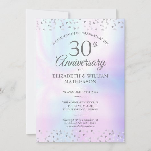 30e Jubileum voor bruiloft Parelharten Confetti Kaart (Voorkant)