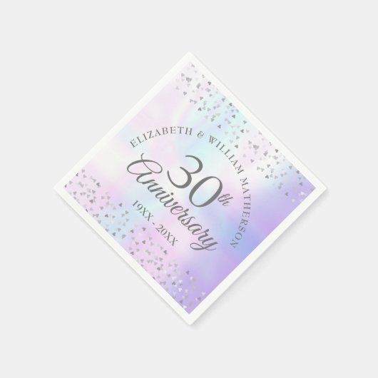 30e Jubileum voor bruiloft Parelharten Confetti Servet (Hoek)