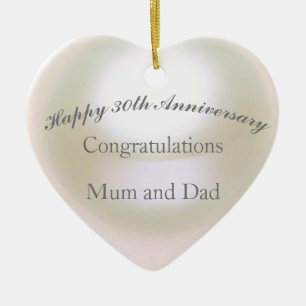 30e Jubileum voor bruiloft Pearl Heart Keramisch Ornament