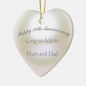 30e Jubileum voor bruiloft Pearl Heart Keramisch Ornament (Links)