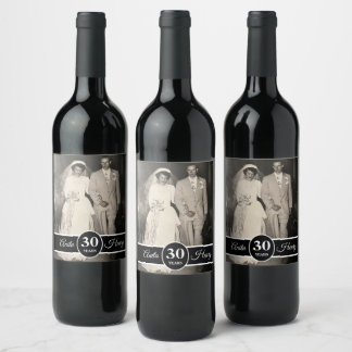 30e Jubileum voor bruiloft Wijn Etiket