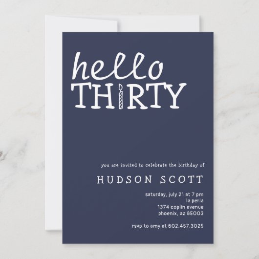 30e Mannen Hallo verjaardagsfeest Kaart (Voorkant)