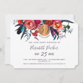 30e moderne boho floral waterverf verjaardagsfeest kaart (Voorkant)