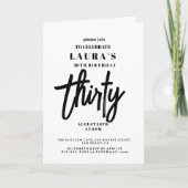 30e moderne witte en zwarte verjaardagsfeestje (Voorkant)