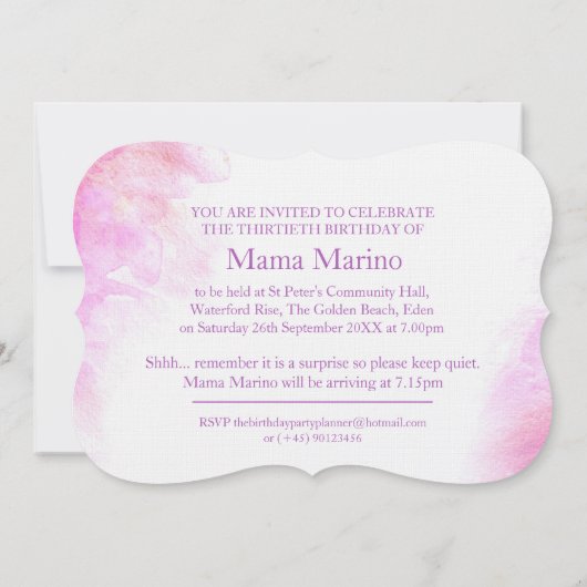 30e Orchidee waterverf paarse dertig en geweldig Kaart (Achterkant)