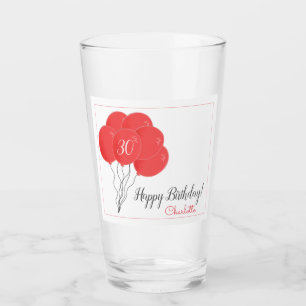 30e ou tout autre verre de ballon rose anniversair