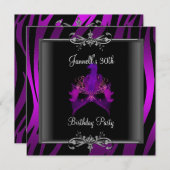30e Paars Zebra zwart masker op geboortedag Kaart (Voorkant / Achterkant)