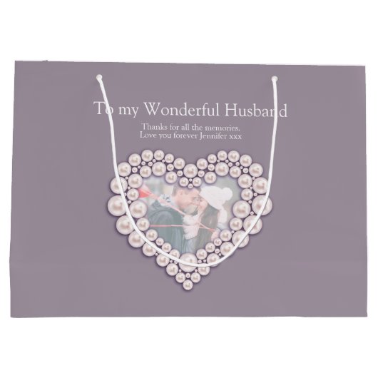 30e Parel bruiloft jubileum foto cadeau tas Groot Cadeauzakje (Achterkant)