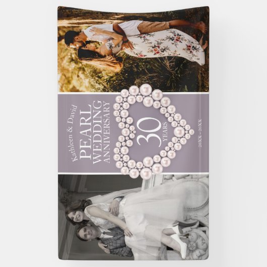 30e Parel bruiloft jubileum nu en dan foto Spandoek (Verticaal)
