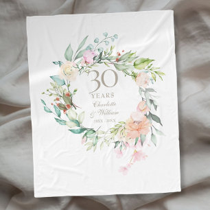 30e Parel Huwelijksjubileum Bloemenslinger Fleece Deken