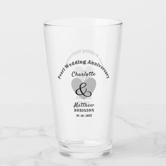 30e Parelbruiloft Jubileum Gift Personalized Glas (Achterkant)