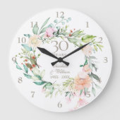 30e Parelbruiloft Jubileum Rozen Floral Grote Klok (Voorkant)