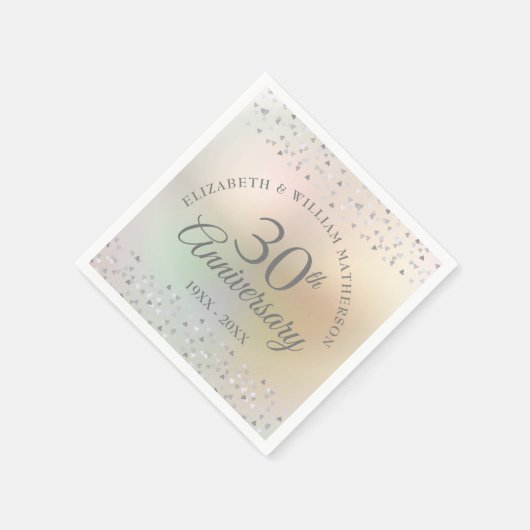 30e Parelhuwelijksjubileum Harten Confetti Servet (Hoek)