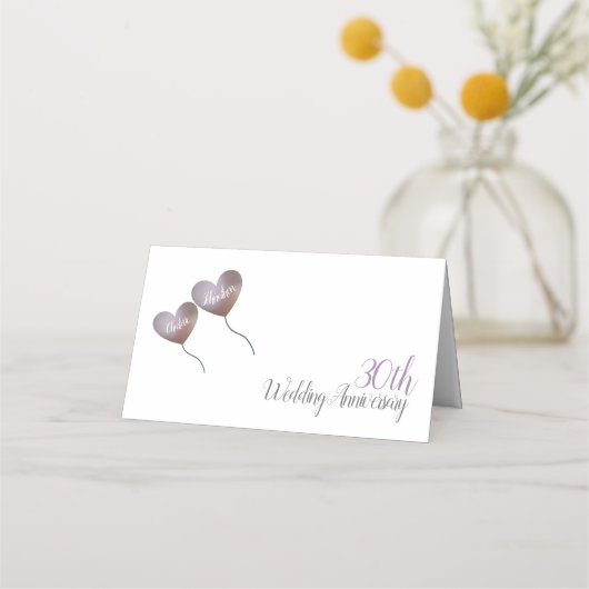 30e pareljubileum paarse hartballonnen (Voorkant)