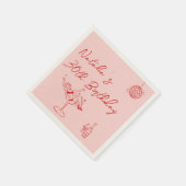 30e Retro Hand getekend Roze Rood Dertig Fun Verja Servet (Hoek)