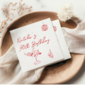 30e retro hand getekend wit rood dertig verjaardag servet