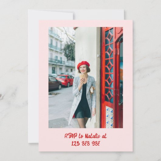 30e Roze Hand Geschreven Getrokken Taart Foto Verj Kaart (Achterkant)