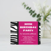 30e roze Zebra Kaart (Staand voorkant)