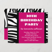 30e roze Zebra Kaart (Voorkant / Achterkant)