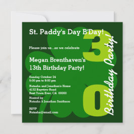 30e ST PATRICK Verjaardagsfeest Shamrock A01 Kaart