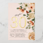 30e strand van Floral, 30e verjaardag Folie Uitnodiging (Voorkant)